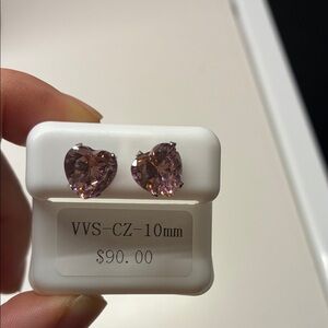 Heart-Shaped Pink Stud Earrings